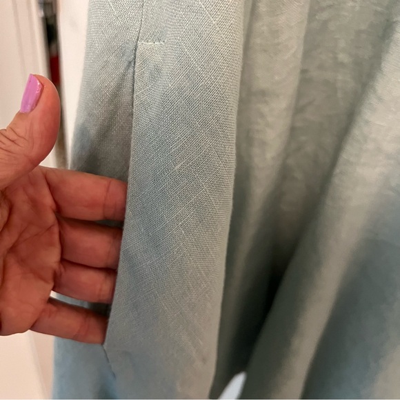 MRSPOMERANZ Custom-made handmade pure linen fit flare light blue dress - Picture 11 of 15